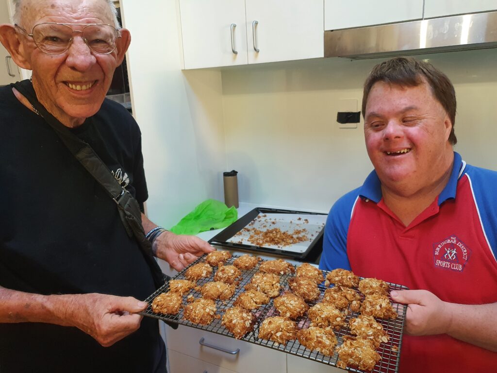 Baking Anzac biscuits at a SIL house