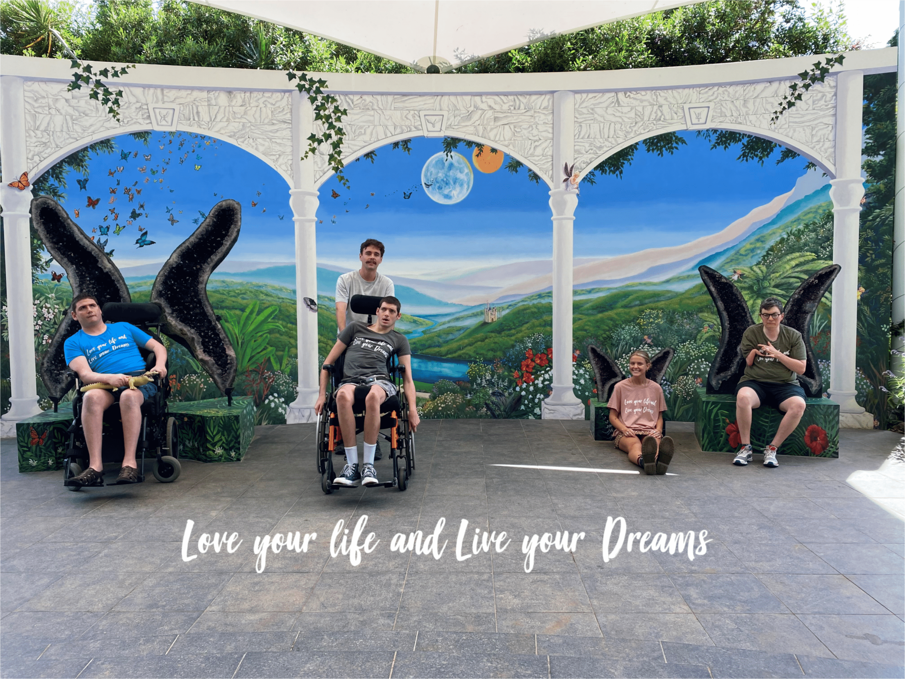 Group Photo Shoot On Fantasy Backdrop | United Disability Care, Disability Services